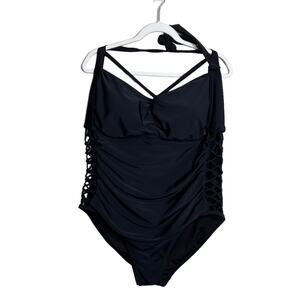 Ashley Graham x Swimsuits for All one piece Swimsuit Lattice Cutouts Size 24